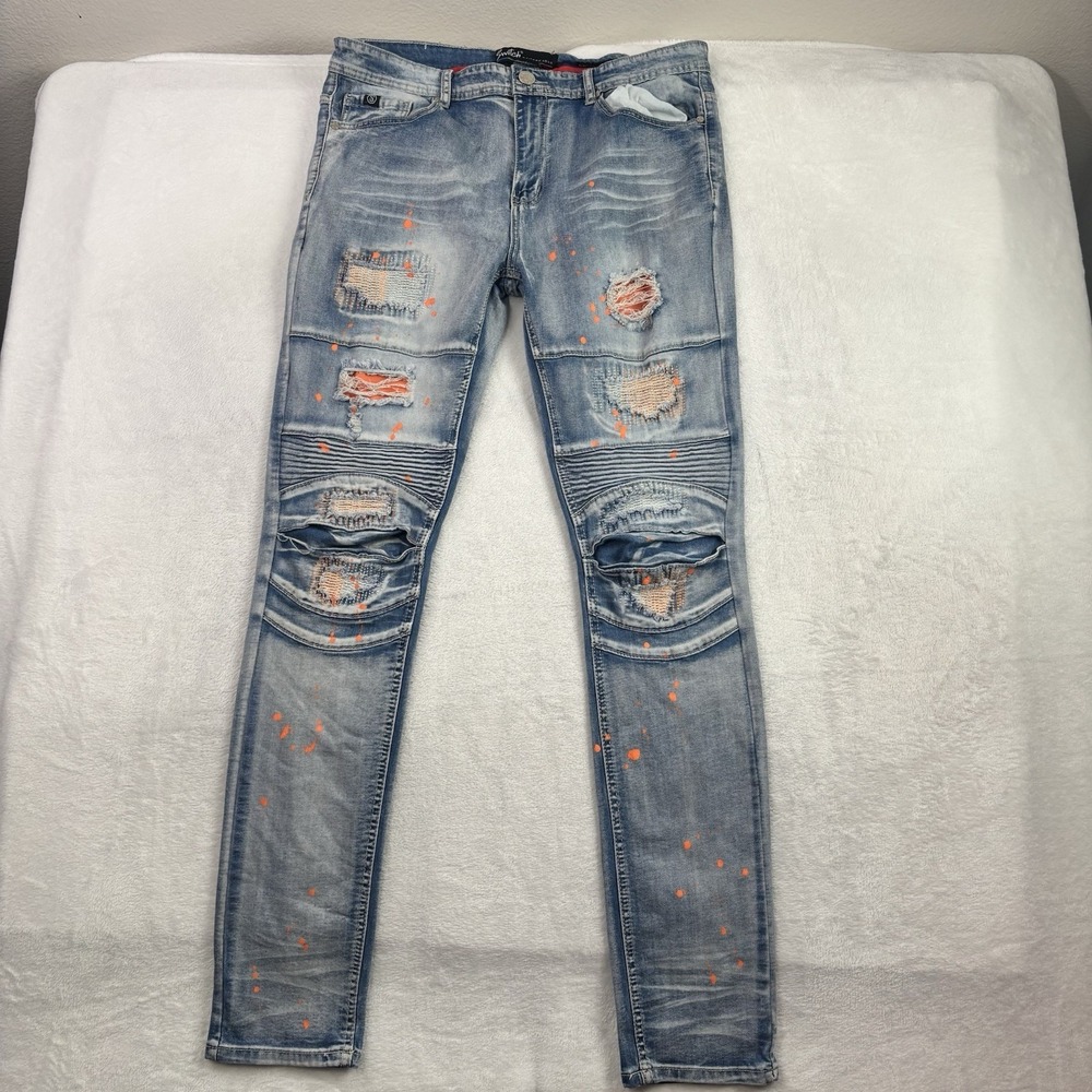 Switch Remarkable Patch Work Painted Slim Denim Taper‎ Jeans Men's 36" W x 34" L
